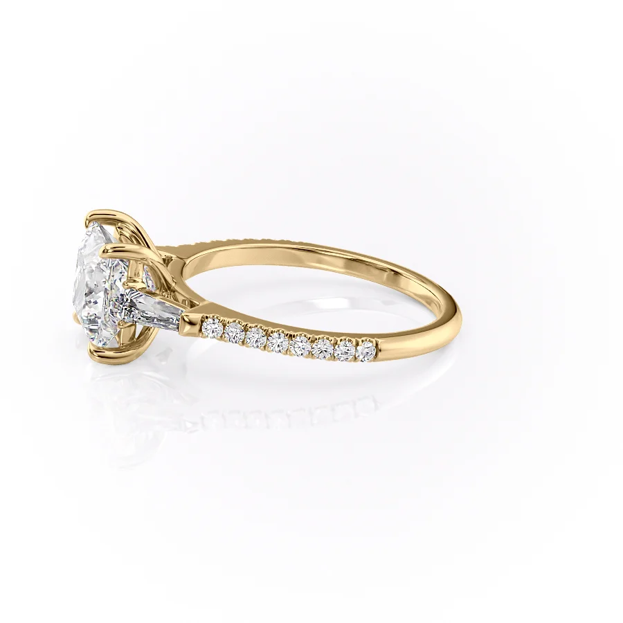 2 CT Princess Cut Three Stone Pave Engagement Ring - Moissanite Diamond