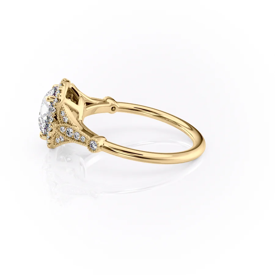 2 CT Round Cut Halo Vintage Engagement Ring - Moissanite Diamond