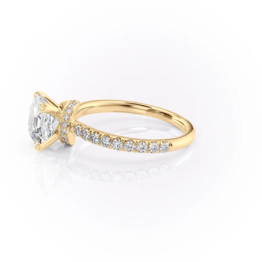 2 CT Asscher Cut Hidden Halo Pave Engagement Ring - Moissanite Diamond