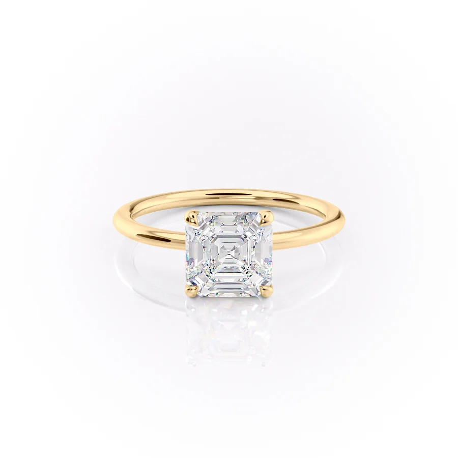 2 CT Asscher Cut Solitaire Engagement Ring - Moissanite Diamond