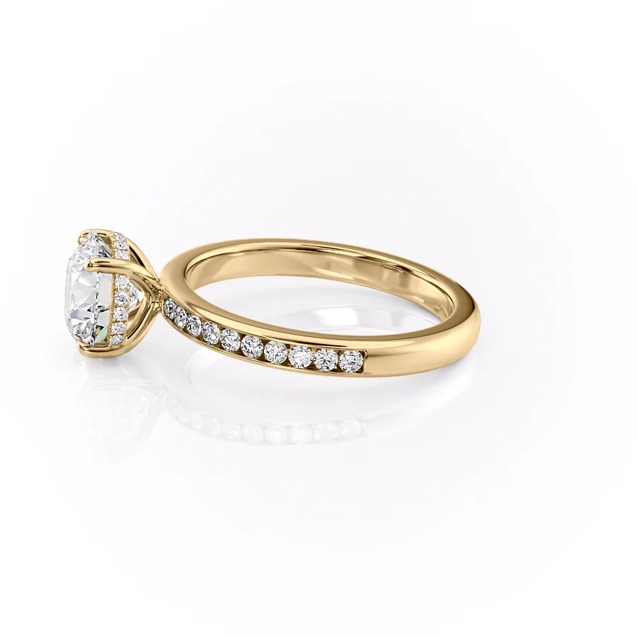 2 CT Round Cut Pave Hidden Halo Engagement Ring - Moissanite Diamond