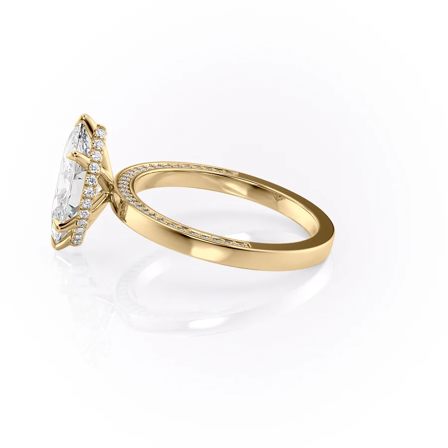 2 CT Marquise Cut Hidden Pave Engagement Ring - Moissanite Diamond