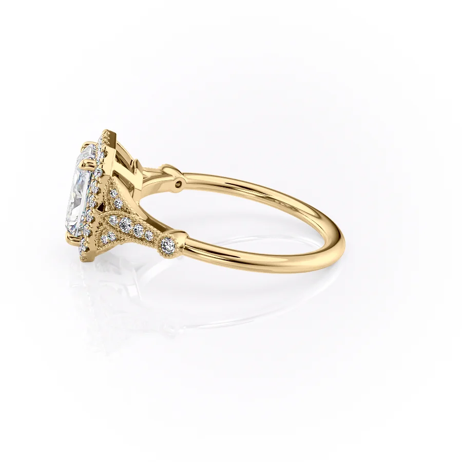 1 CT Radiant Cut Halo Vintage Engagement Ring - Moissanite Diamond