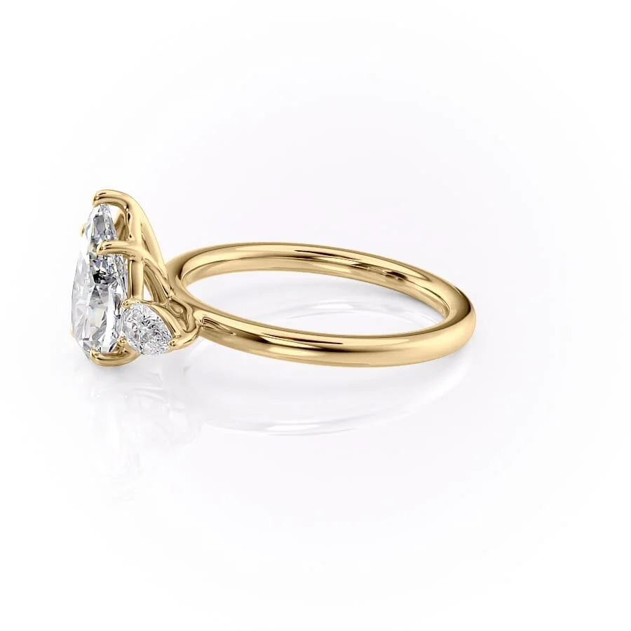 2 CT Pear Cut Three Stone Engagement Ring - Moissanite Diamond