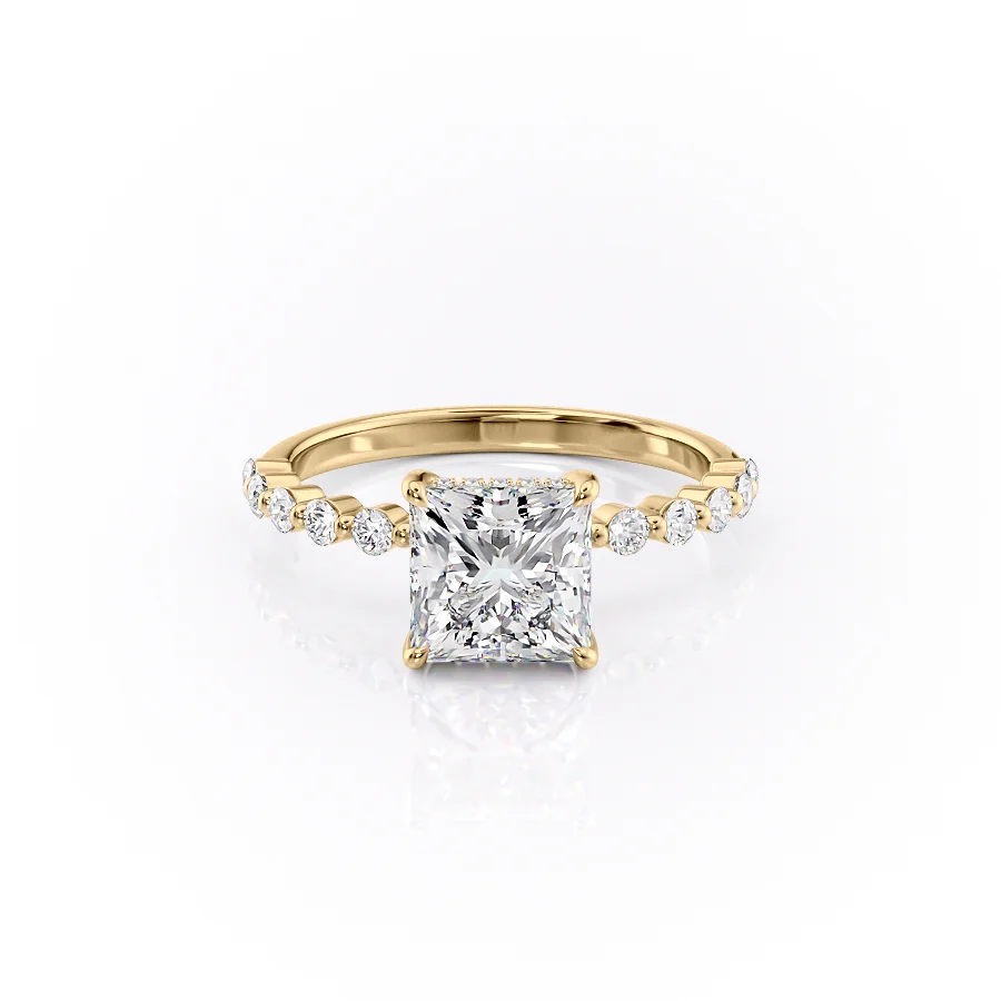 2 CT Princess Cut Pave Engagement Ring - Moissanite Diamond