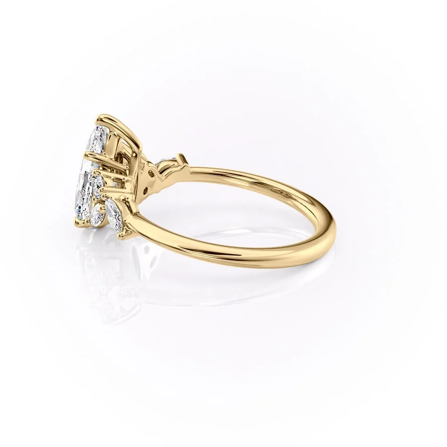 2 CT Pear Cut Cluster Engagement Ring - Moissanite Diamond