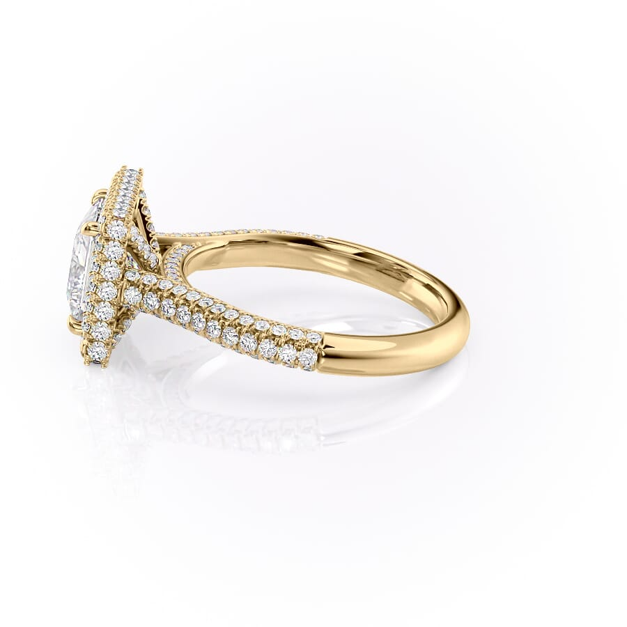 2 CT Princess Cut Halo Pave Engagement Ring - Moissanite Diamond