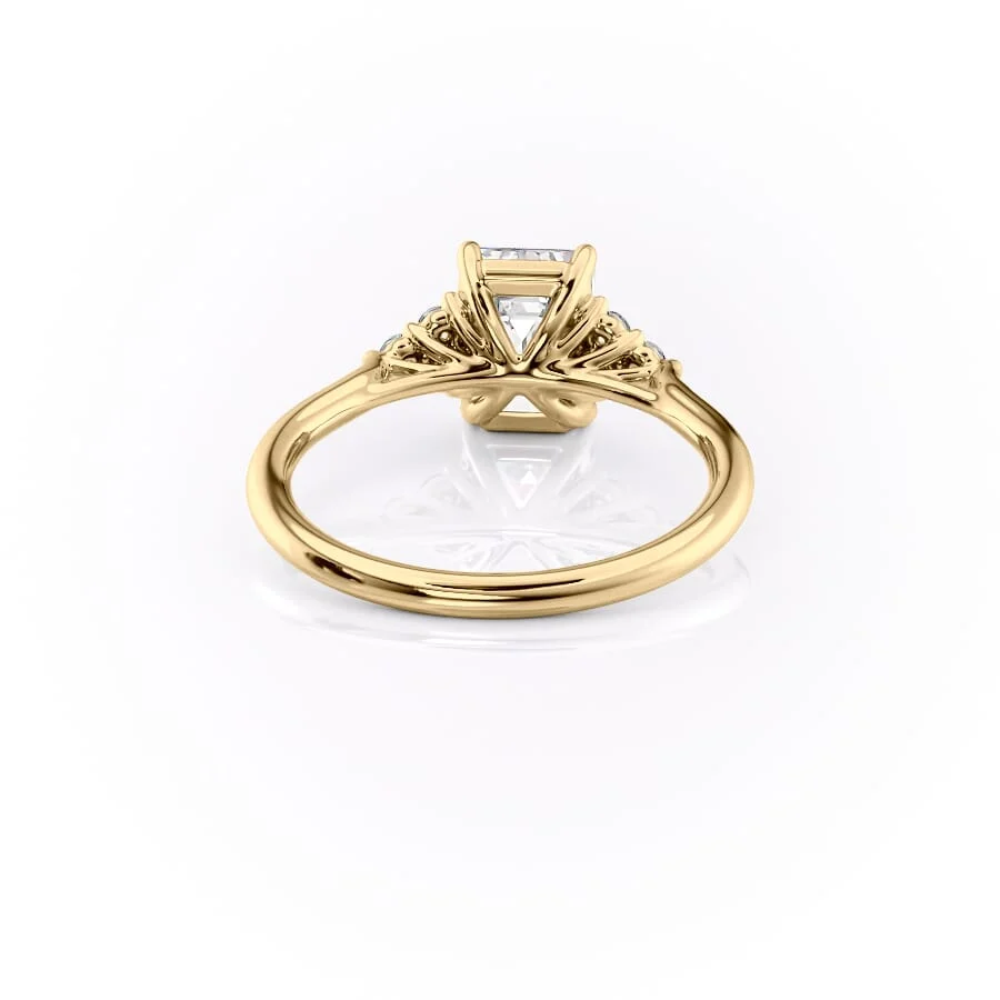 1 CT Emerald Cut Cluster Engagement Ring - Moissanite Diamond