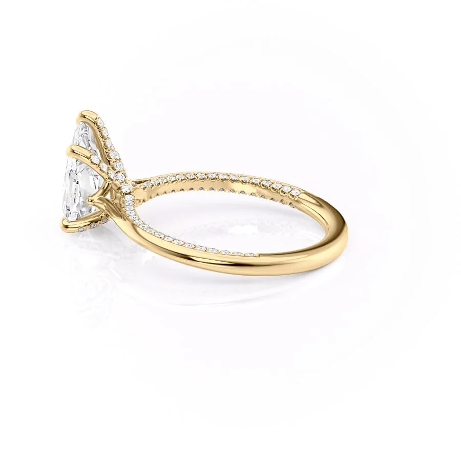 2 CT Pear Cut Hidden Pave Engagement Ring - Moissanite Diamond