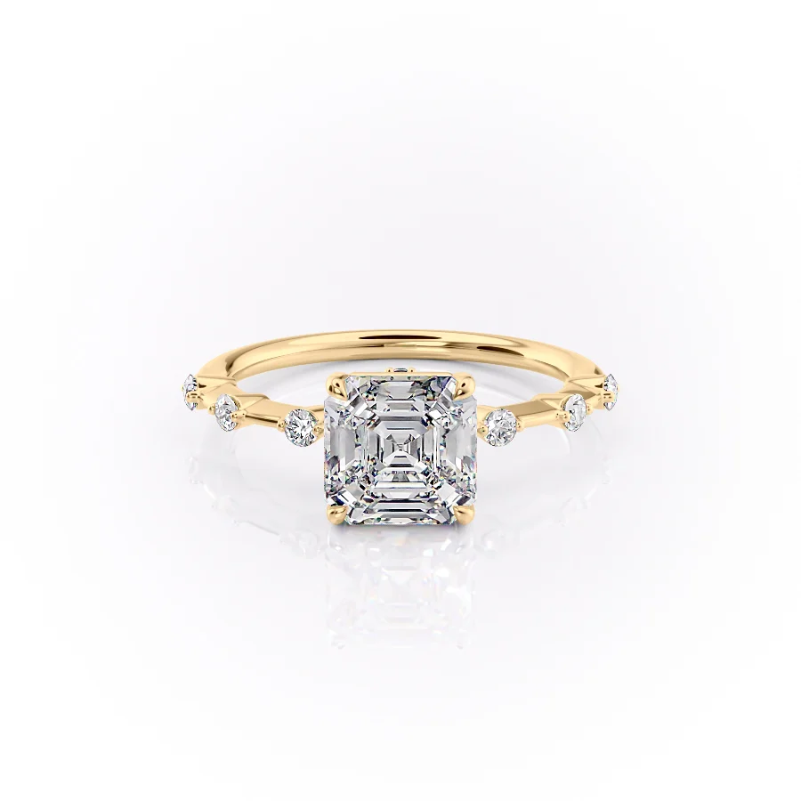 2 CT Asscher Cut Petite Pave Engagement Ring - Moissanite Diamond
