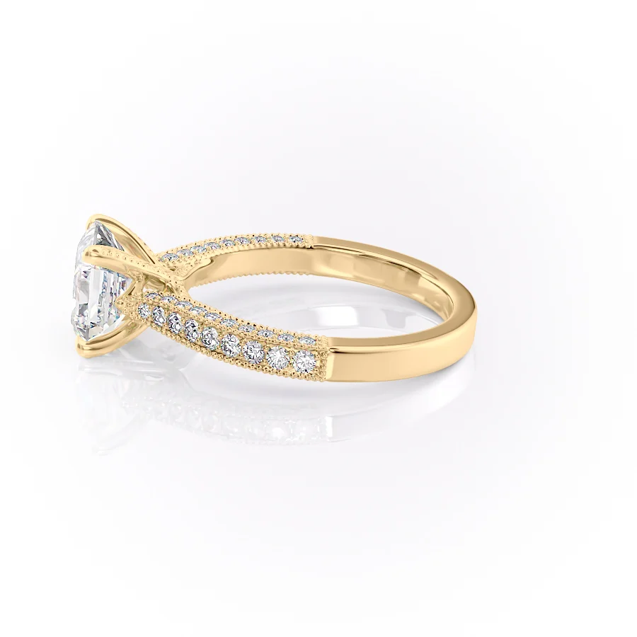 2 CT Asscher Cut Vintage Three Side Pave Engagement Ring - Moissanite Diamond
