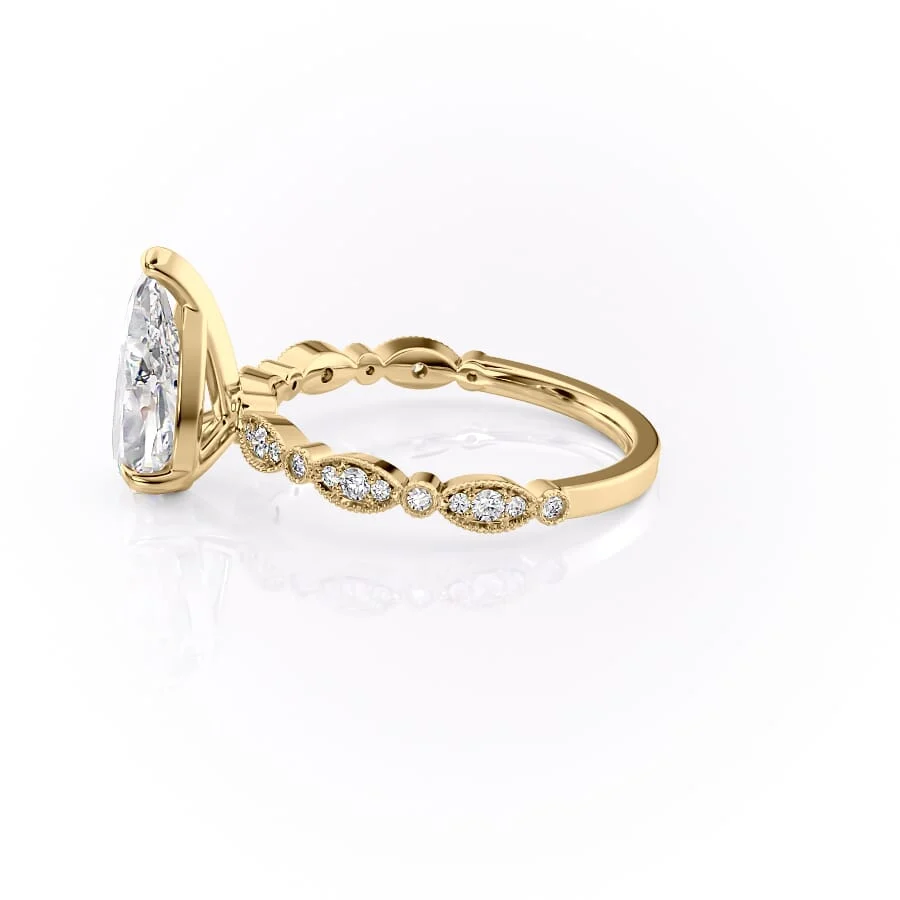 2 CT Pear Cut Milgrain Engagement Ring - Moissanite Diamond