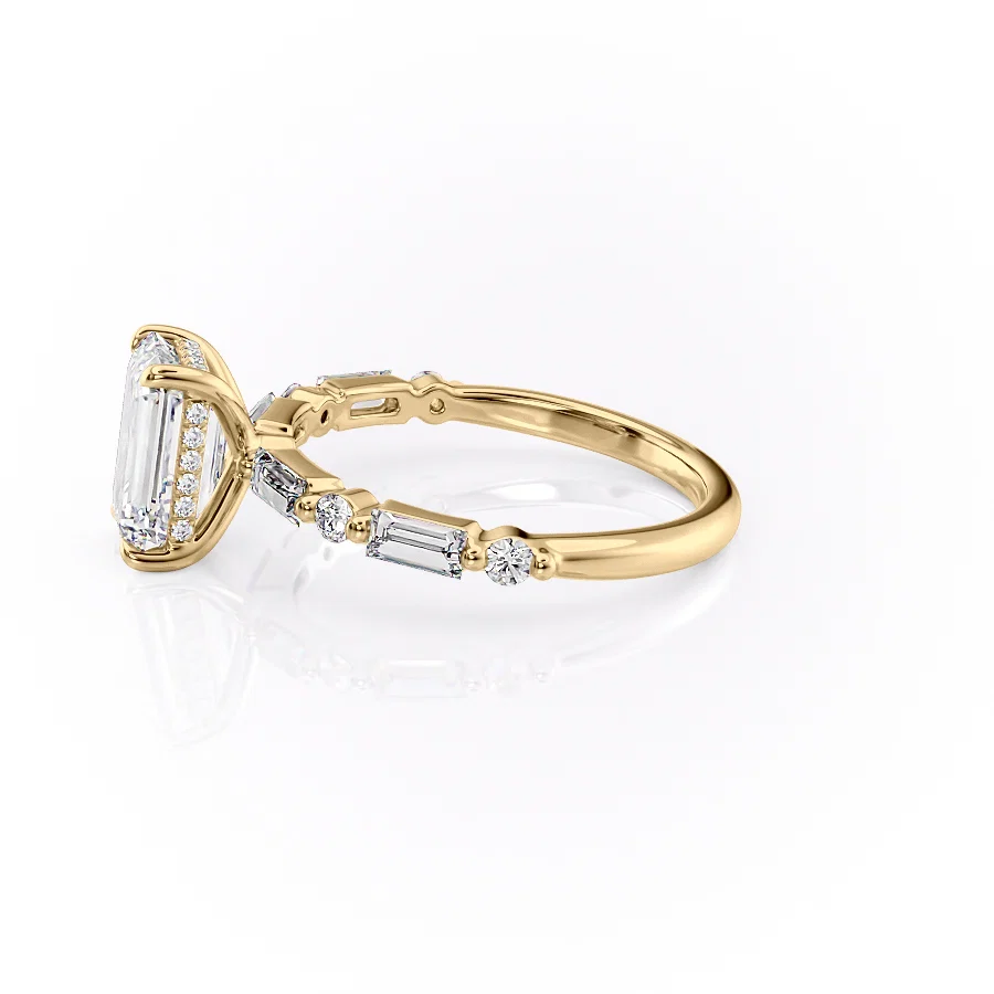 1 CT  Emerald Cut Pave Engagement Ring - Moissanite Diamond
