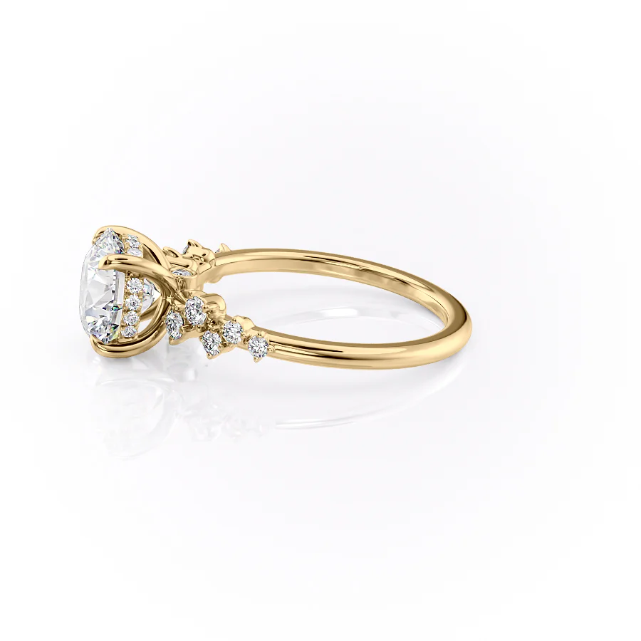 1 CT Round Cut Cluster Engagement Ring - Moissanite Diamond