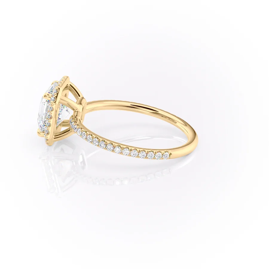 2 CT Asscher Cut Halo Pave Engagement Ring - Moissanite Diamond