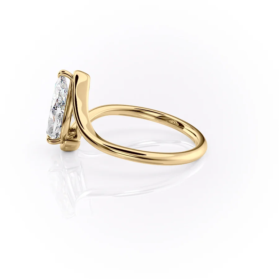 2 CT Pear Cut Bypass Engagement Ring - Moissanite Diamond
