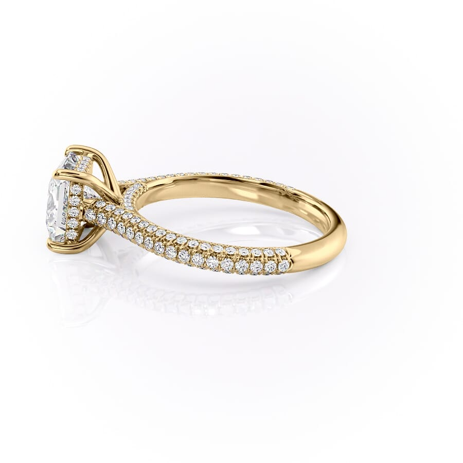 2 CT Princess Cut Three Side Pave Engagement Ring - Moissanite Diamond
