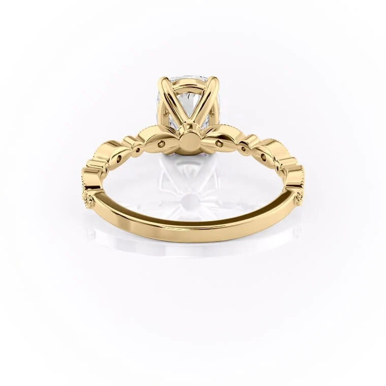 1 CT Elongated Cushion Cut Milgrain Engagement Ring - Moissanite Diamond