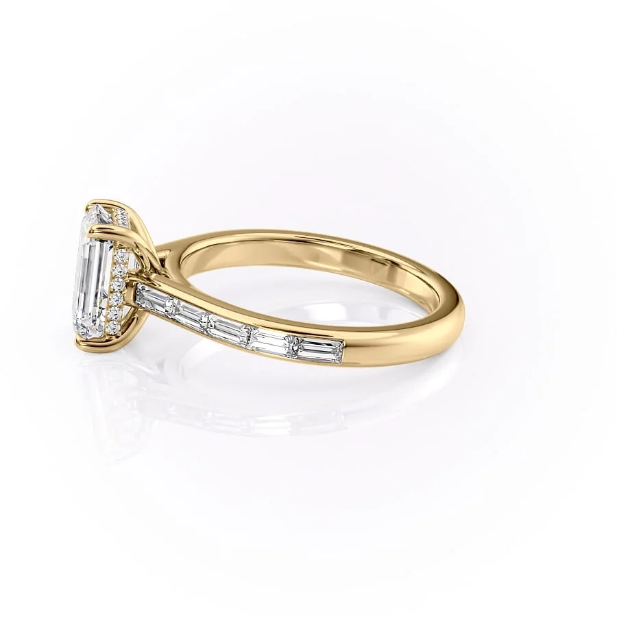 1 CT Emerald Cut Cathedral Engagement Ring - Moissanite Diamond