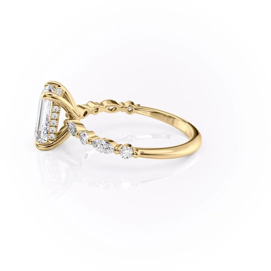 1 CT Emerald Cut Pave Engagement Ring - Moissanite Diamond