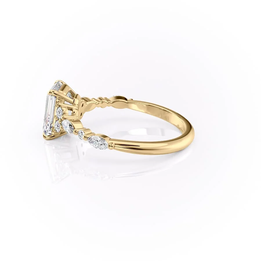 1 CT Emerald Cut Cluster Engagement Ring - Moissanite Diamond