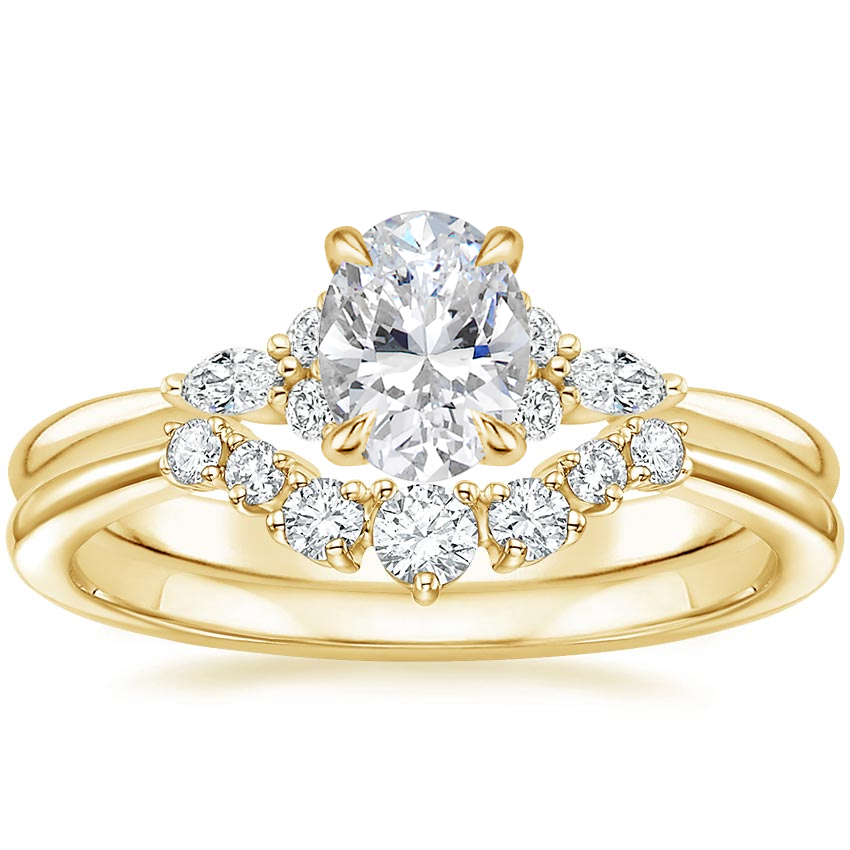 1 CT Oval Cut Moissanite Diamond Cluster Bridal Ring Set